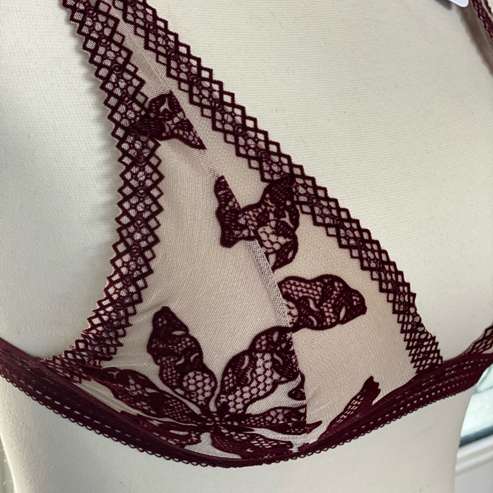 Free People Alia Bordeaux Bralette,  NWT - Picture 3 of 6